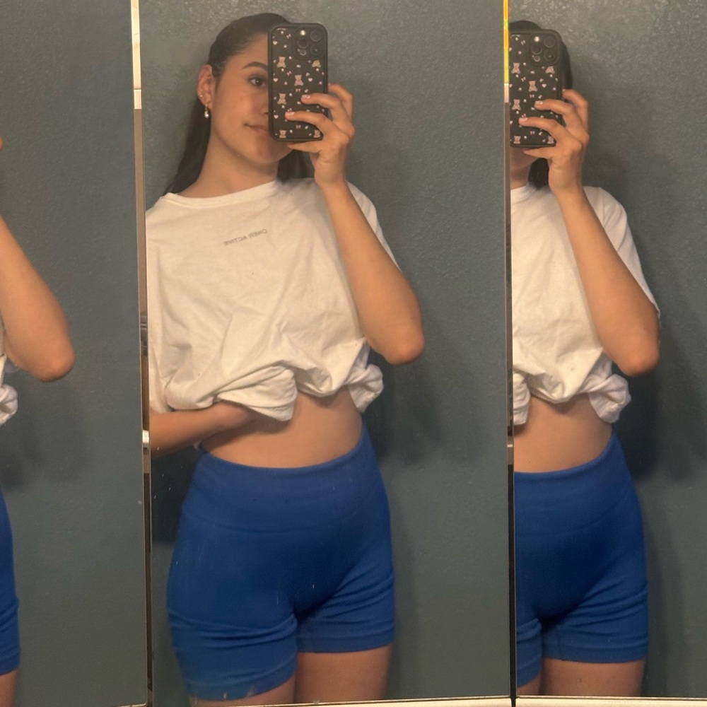 Blue workout shorts